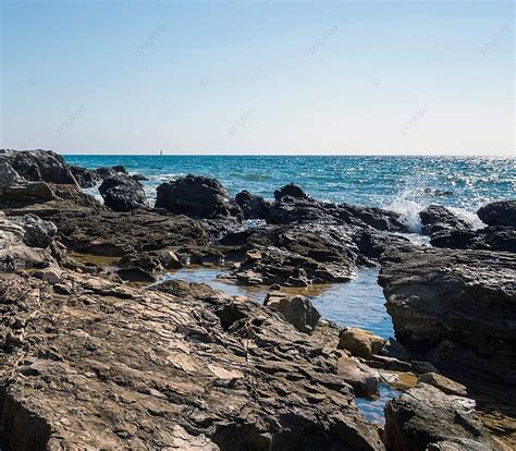 Sunny Day On The Adriatic Coast Beaches Rock Outdoors Photo Background ...