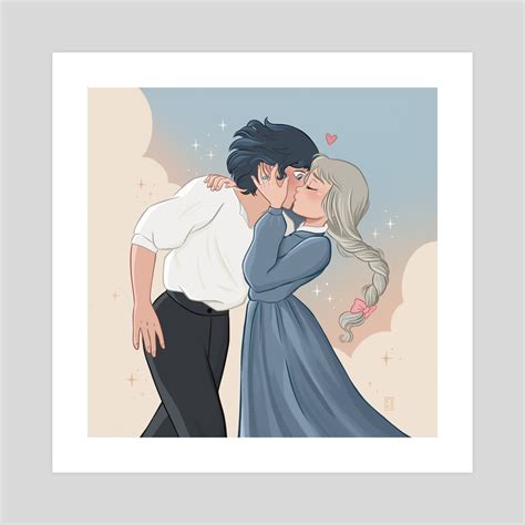 Howl and Sophie kiss, an art print by vickyillustrations - INPRNT