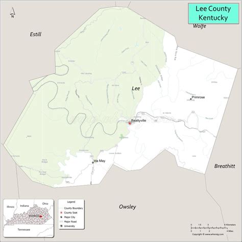 Map of Lee County, Kentucky - Where is Located, Cities, Population ...