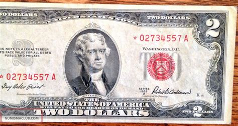 1953 Series " United States Note " Two Dollar Bill - Red Seal