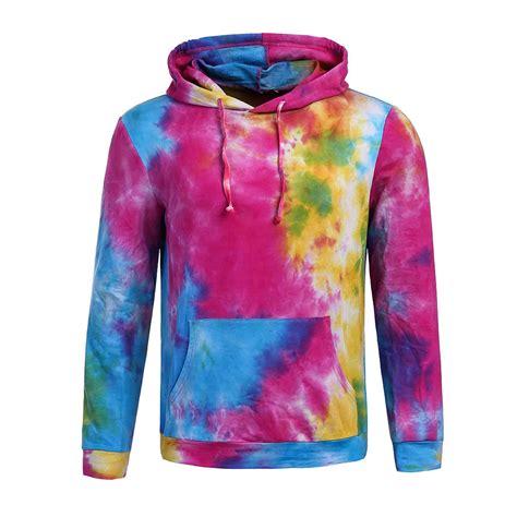 Tie Dye Hooded Colorful Tie Dye Hoodie Sweatshirt Men Fashion Pullovers ...