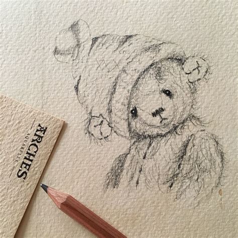 Drawing of an artist teddy bear with pencil | Изображения медведей ...