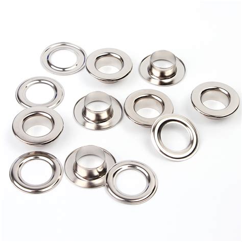 Shiny Silver Metal Eyelet Rings Nickel - Free With Plating Techniques