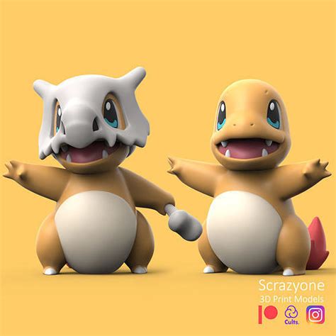 POKEMON - CUBONE X CHARMANDER 3D model 3D printable | CGTrader