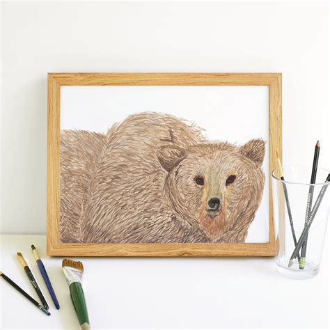 Brown Bear Watercolor Art Print - Etsy