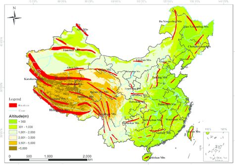 Mountain Ranges In China Map - Time Zones Map