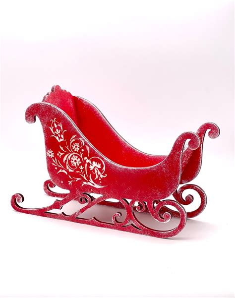 Christmas Red Sled for Doll, Wooden Sled Decoration, Santa Christmas ...