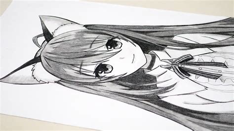 How To Draw a Cute Anime Wolf Girl Using Only ONE Pencil - YouTube