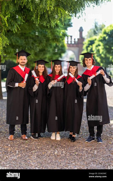 happy group of university graduates at graduation ceremony Stock Photo ...