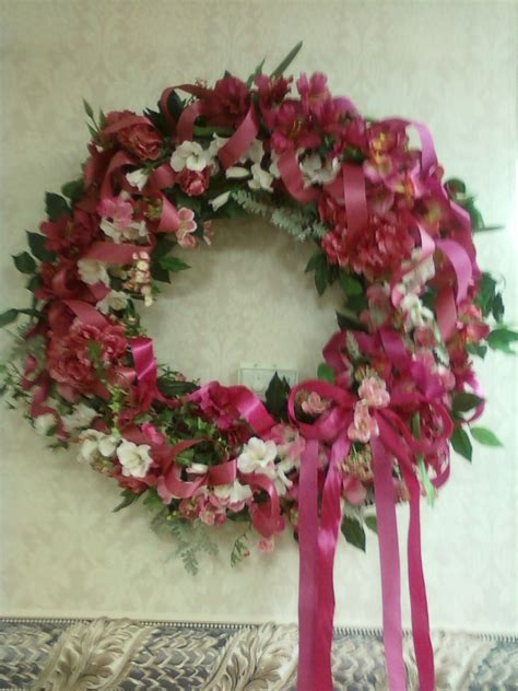 Wreath of Flowers & Ribbon Floral Wreaths, Door Wreaths, Flower ...