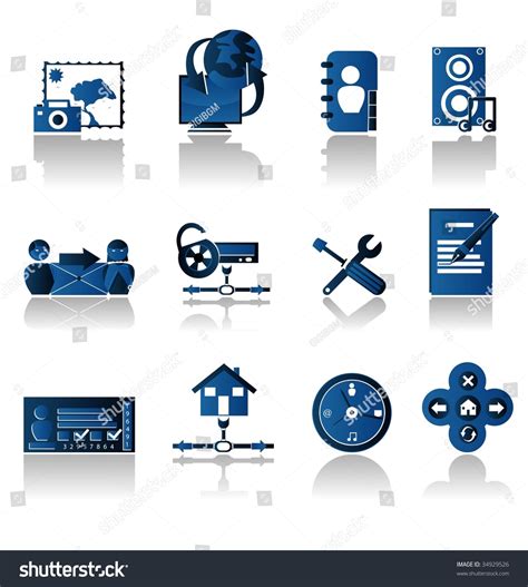 Blue Computer Icons Stock Vector (Royalty Free) 34929526 | Shutterstock