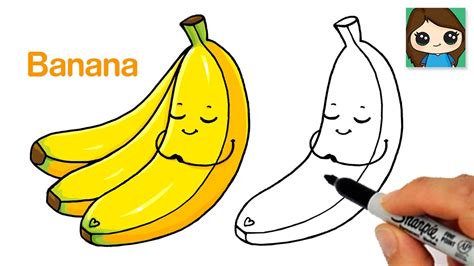 How to Draw a Banana Easy 🍌Cute Fruit Art - YouTube