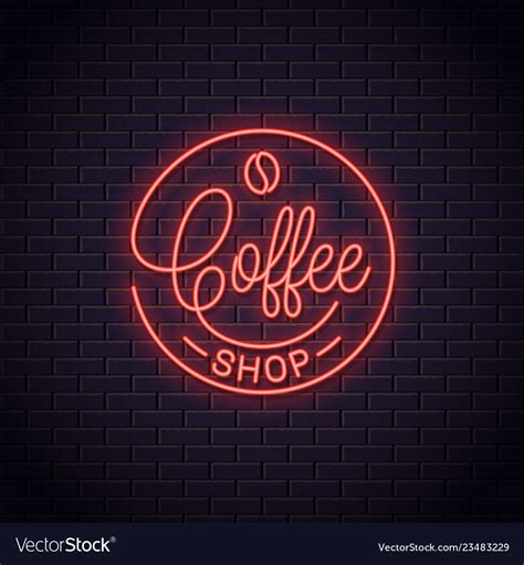 Coffee neon logo shop neon sign Royalty Free Vector Image