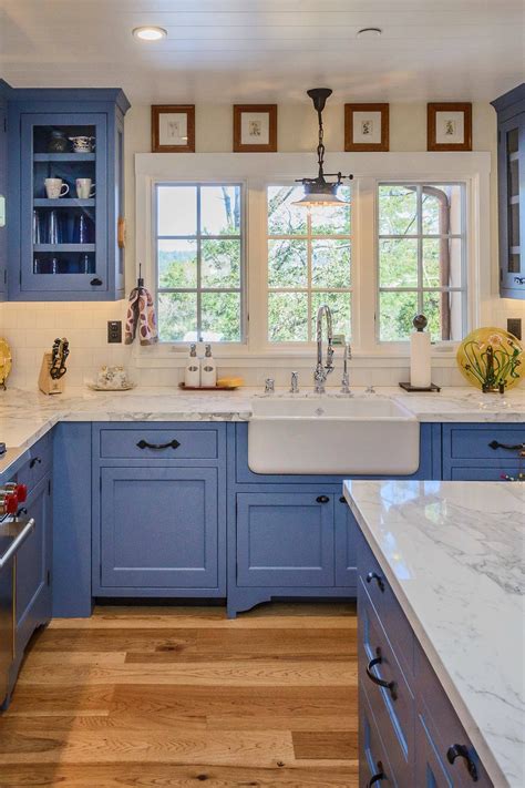 Blue Kitchen Cabinets With White Countertops Design Ideas