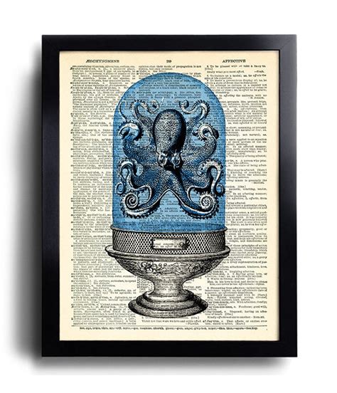 Octopus Art Octopus Poster Squid Art Print Octopus Print Cool Bathroom ...