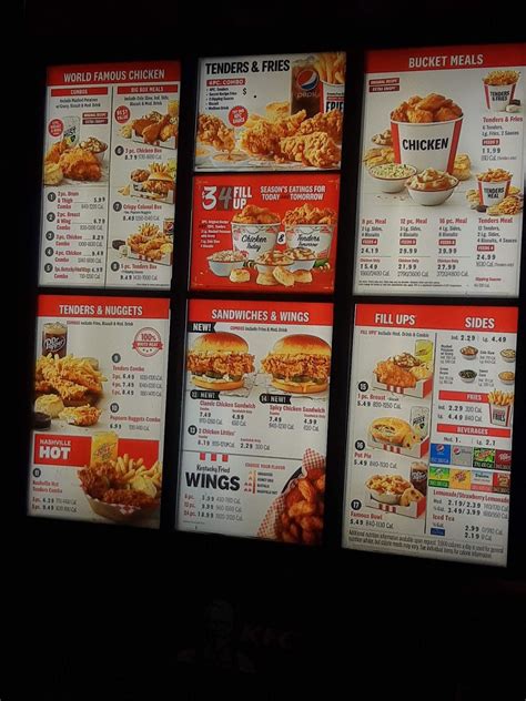 Menu at KFC fast food, Gainesville, E University Ave