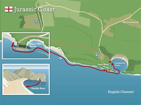 Durdle Door Jurassic Coast Dorset Map