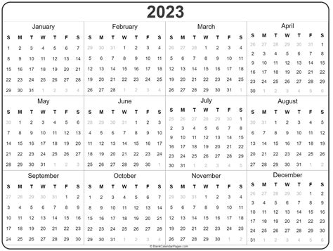 yearly calendar 2023 - Google Search | Printable yearly calendar ...