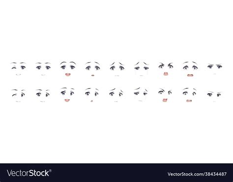 Anime manga boy expressions eyes set japanese Vector Image