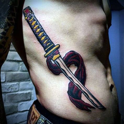 40 Katana Tattoo Designs For Men - Japanese Sword Ink Ideas Rib Tattoos ...