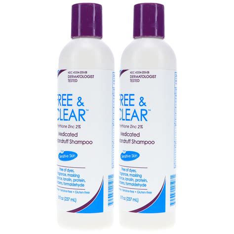 Free & Clear Medicated Anti-Dandruff Shampoo, 8 oz. 2 Pack