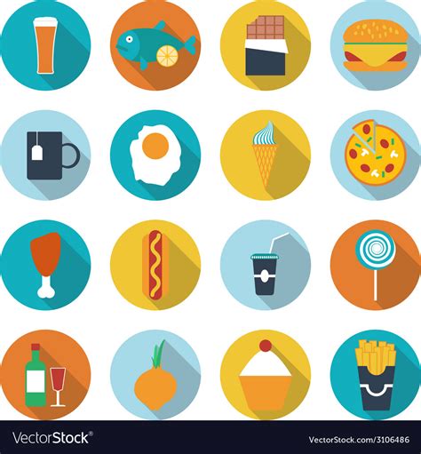 Set of flat design icons for food and drink Vector Image