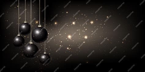 Premium Vector | Christmas banner with hanging baubles and sparkling ...