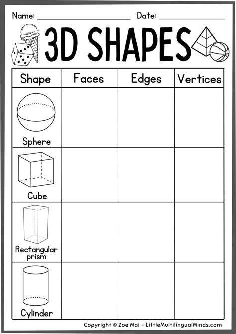 Free printable 3rd Grade worksheets for practicing 3D shapes ...