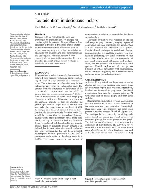 (PDF) Taurodontism in deciduous molars