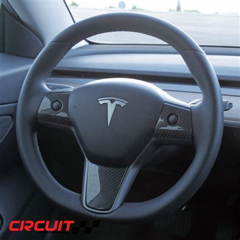 Tesla Model 3 Real Carbon Fiber 3 Pc Steering Wheel Trim Kit by Circuit ...