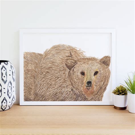 Brown Bear Watercolor Art Print - Etsy