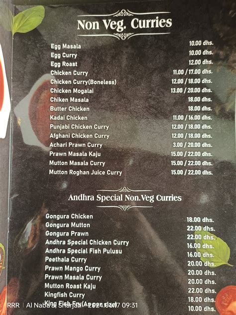 Menu at Andhra Chillies (Sama Al Wadi Restaurant), UAE