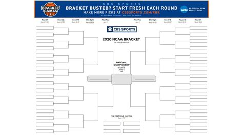 NCAA Tournament printable bracket 2020: Print your March Madness ...