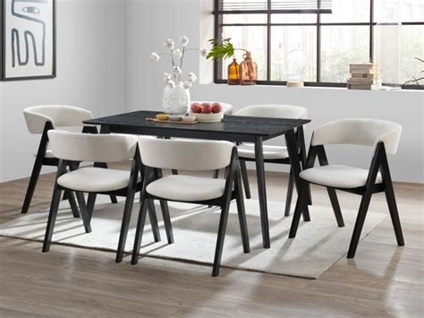 Cannes 7PCE Hardwood Black Dining Set | B2C Furniture