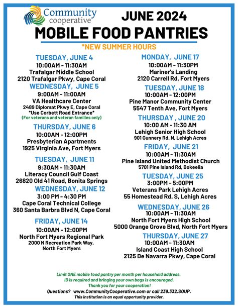 Community Cooperative Announces June 2024 Mobile Food Pantry Times and ...