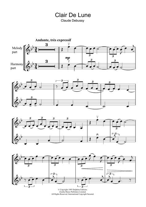 Claude Debussy - Clair De Lune - Sheet Music at Stanton's Sheet Music