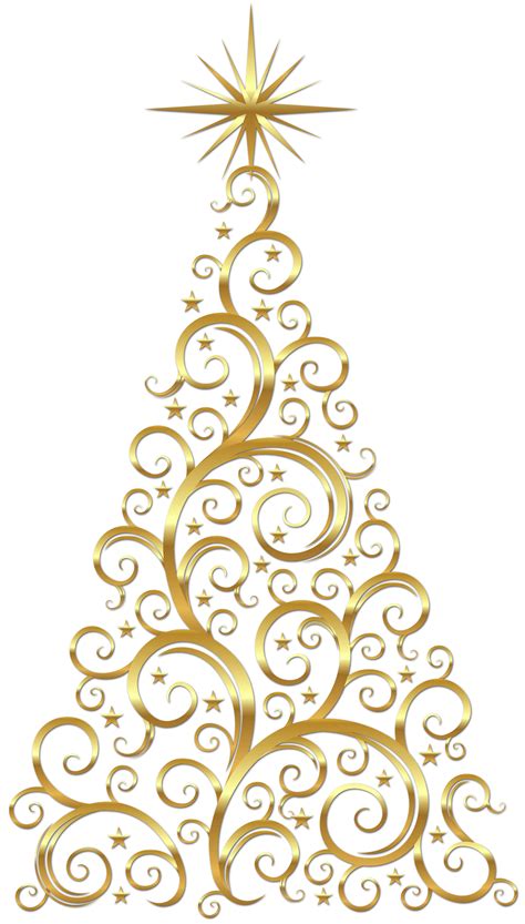 Transparent Gold Deco Christmas Tree Clipart | Gallery Yopriceville ...