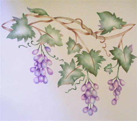 Grape vine Border Painting Stencil Wall Stencil | Vine drawing, Grape ...