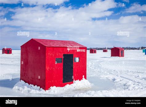 Ice Fishing Huts on Lake Simcoe Stock Photo - Alamy