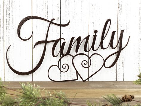 Family Metal Wall Art, Hearts, Family Sign, Metal Sign, Family Wall ...