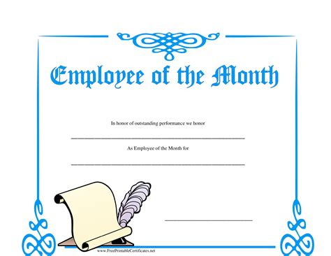 Free Printable Employee Of The Month Certificate