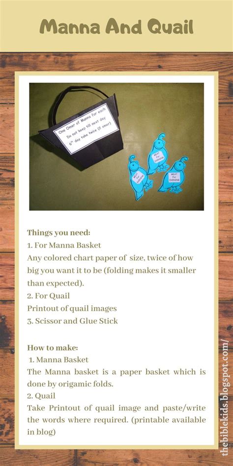 Manna And Quail Craft | School diy, Quail, Manna