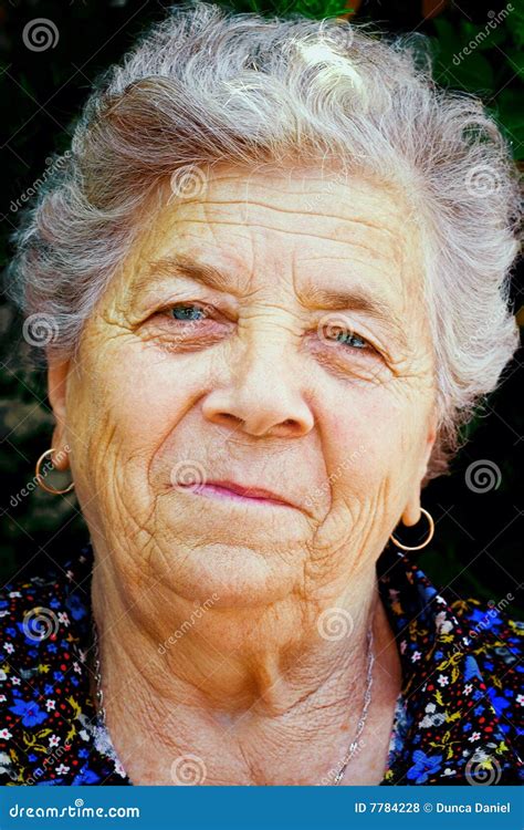 Smile Of One Content Happy Senior Old Woman Stock Photo - Image: 7784228