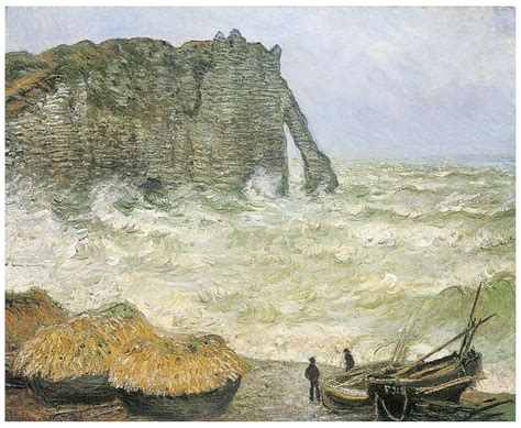 Etretat Rough Sea Painting by Claude Monet - Pixels