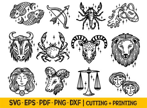 Zodiac Signs Svg Files for Cricut, Icons Zodiac Svg Bundle, Astrology ...