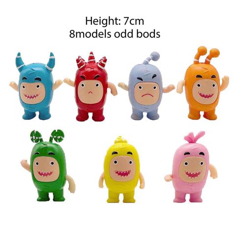 Set of 7 Oddbods Plush Toys Fuse Slick Bubbles Zee Pogo Jeff Newt Doll ...