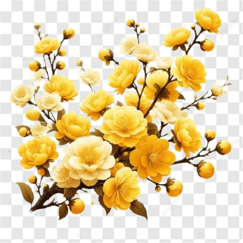 Hoa Mai Flowers Art, Hoa Mai Flowers, Hoa Mai, Natural PNG Transparent ...