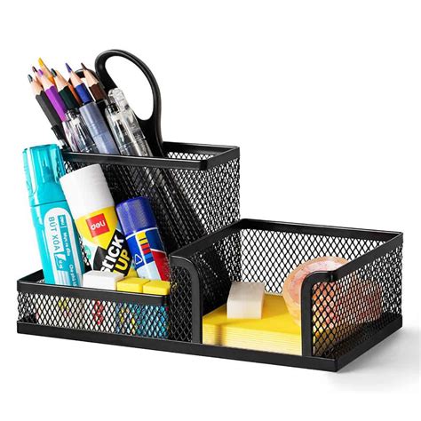 Organizador de 3 Compartimientos de Malla de Metal para Escritorio ...