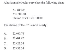 FE Civil Exam - Horizontal Curve Practice Problem - PE Exam Passpoint ...