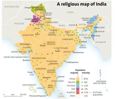 A religious map of India, by Cécile Marin (Le Monde diplomatique ...